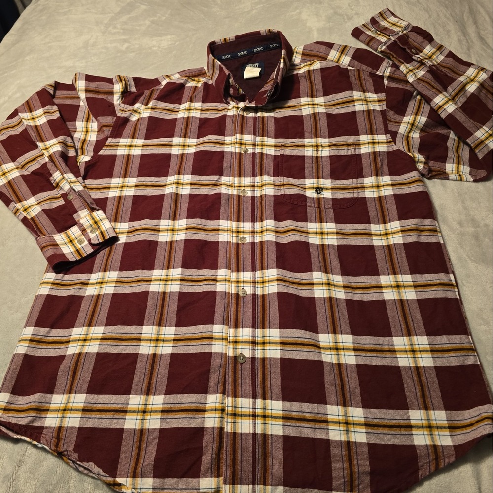 Wrangler 20X Shirt Mens Large Burgundy Button Front Western Casual Rodeo Cowboy